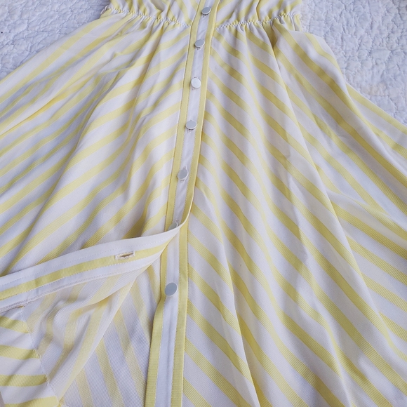 Vintage 1970's Dalton Yellow White Midi Dress - Picture 7 of 8